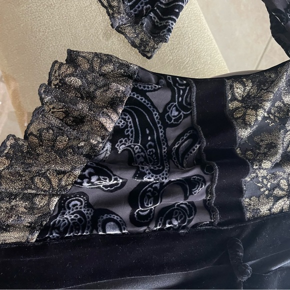Silk Aris A Velvet & Lace jacket, bell sleeves, peplum style waist, 1XL - Picture 10 of 16